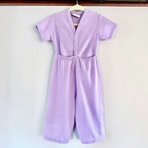 Vintage Lullaby Land Baby Romper 18M Lavender Knit One Piece Made in Jamaica